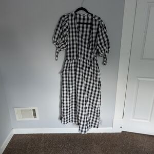 ASOS Black and White Checkered Midi Dress